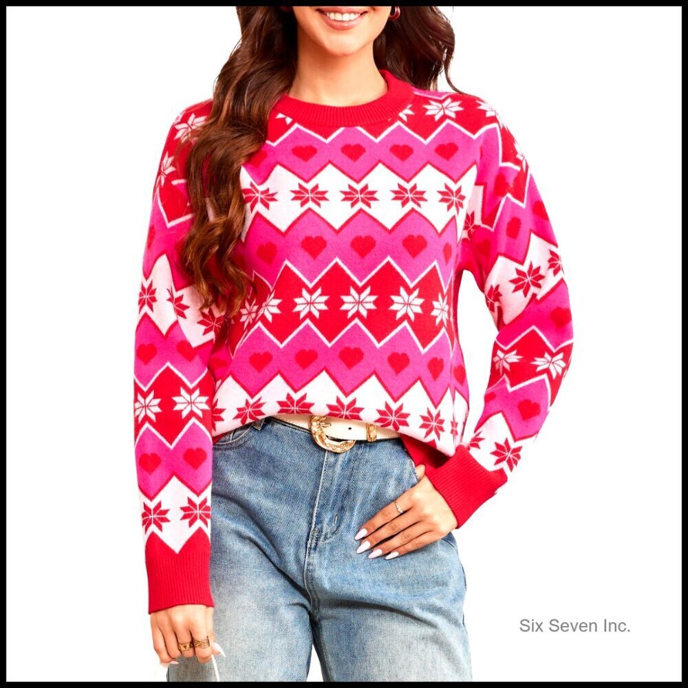 Oversized Knitted Pullover Sweater Long Sleeve Crewneck Winter Fashion Top